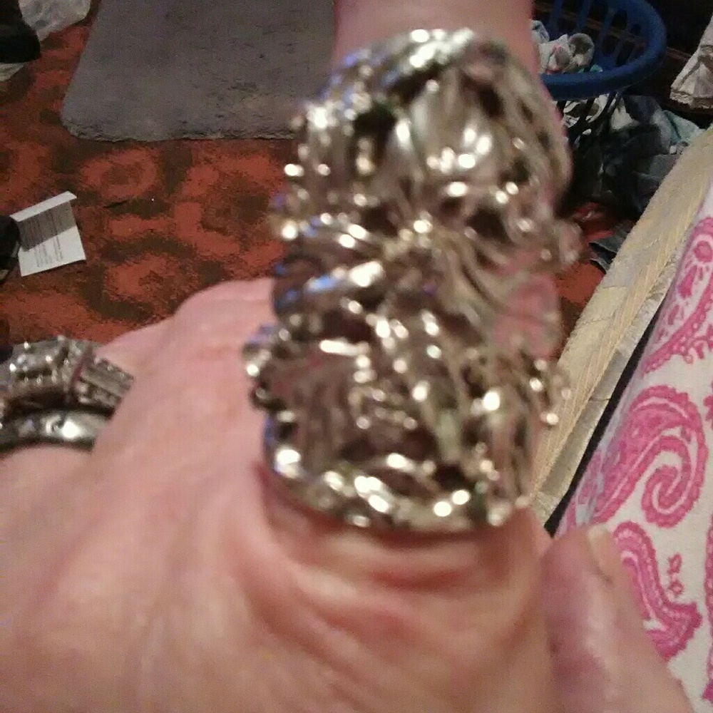 Think it silver has rinestones all over